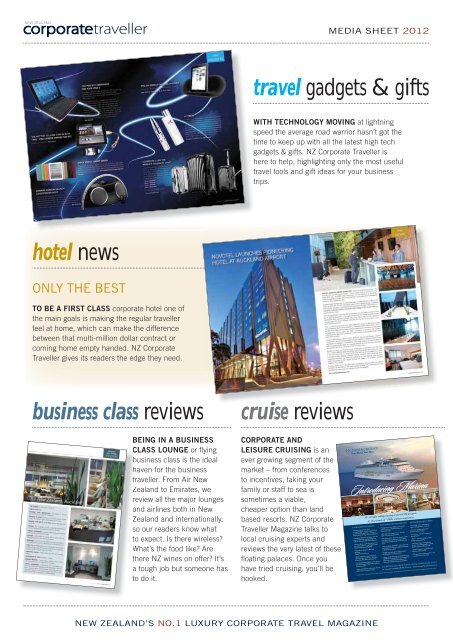 MEDIA KIT 2012 - New Zealand Corporate Traveller Magazine