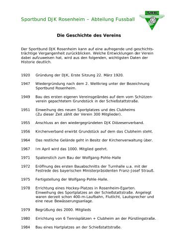 Geschichte des Hauptvereins - Sportbund DJK Rosenheim