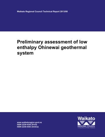 Preliminary assessment of low enthalpy Ohinewai geothermal system