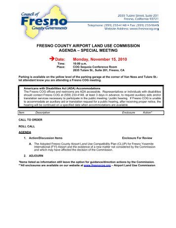 FRESNO COUNTY AIRPORT LAND USE COMMISSION AGENDA ...