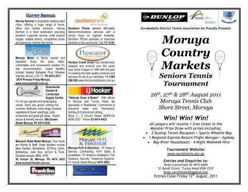 Eurobodalla District Tennis Association Inc Proudly Presents
