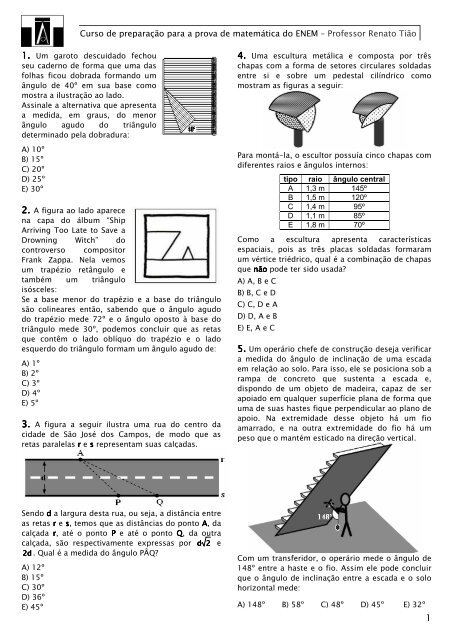 Curso de preparação para a prova de matemática do ENEM ...