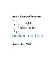 Fall 2009 HSA Newsletter - Haiku Society of America