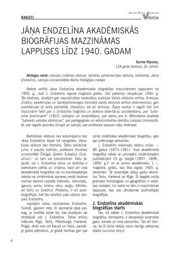 jÄÅa endzelÄ«na akadÄmiskÄs biogrÄfijas mazzinÄmas lappuses lÄ«dz ...