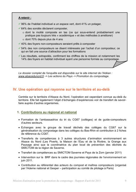 Rapport d'activitÃ© 2011 - Alsace du Nord