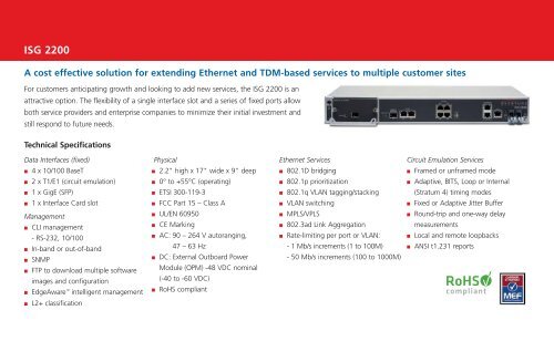 Overview ISG 6000 UTX 8500 UTS 4000 ISG 2x ISG 5100 ISG 2200 ...