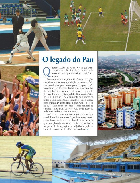 O legado do PAN: uma nova fase para o Rio? - Tribunal de Contas ...