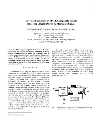 Envelope Simulation by SPICE Compatible Models of Electric ...