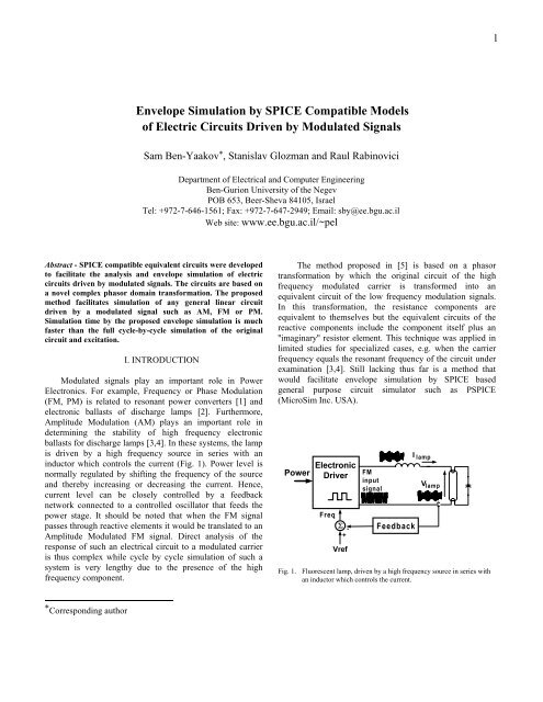 Envelope Simulation by SPICE Compatible Models of Electric ...