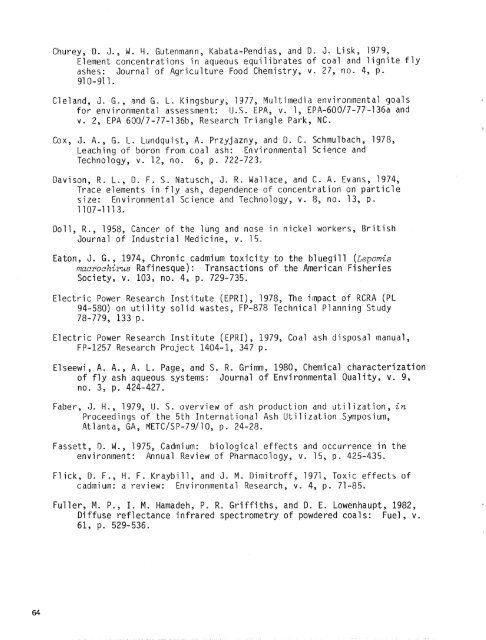 Chemical and toxicological properties of coal fly ash - University of ...