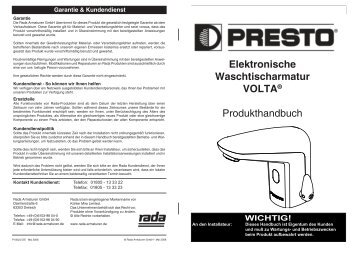 Elektronische Waschtischarmatur VOLTA - Rada Armaturen GmbH