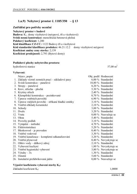 ZNALECKÃ POSUDEK ÄÃ­slo: 4164-310/2012 - OKdrazby.cz