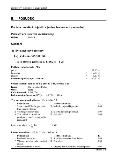 ZNALECKÃ POSUDEK ÄÃ­slo: 4164-310/2012 - OKdrazby.cz