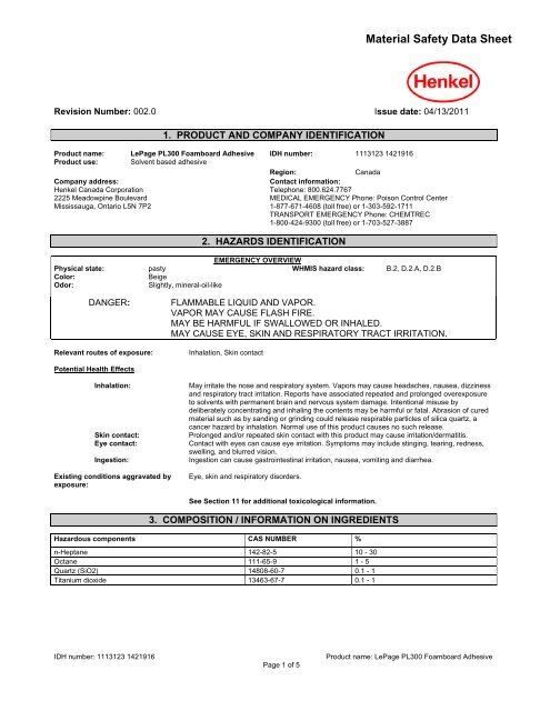 Material Safety Data Sheet - Target Building Materials