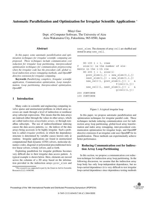 Automatic parallelization and optimization for irregular ... - IEEE Xplore