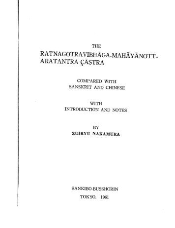 RATNAGOTRA VIBHAGA-MAHAYANOTT = - Prajna Quest