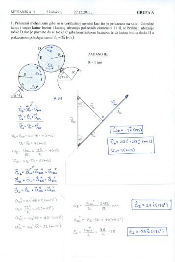 MEHANIKA II 2.ko1okVij 22.12.2011. GRUPA A 1. Prikazani ...