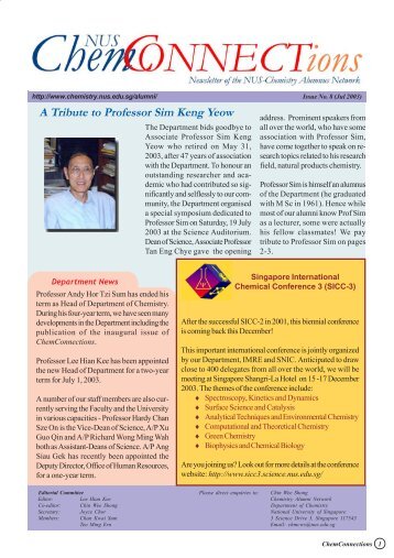 A Tribute to Professor Sim Keng Yeow - Department of Chemistry