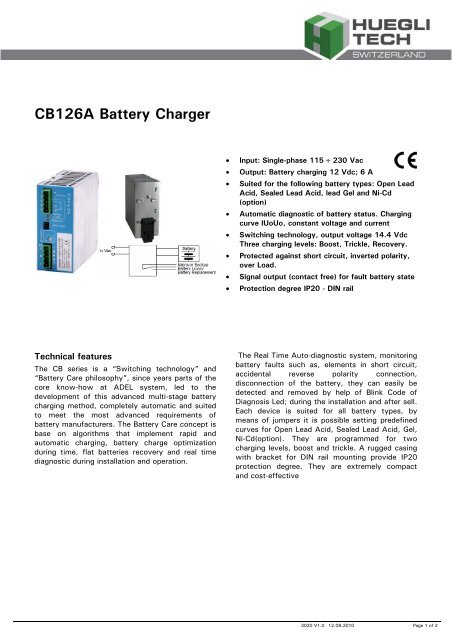 CB126A Battery Charger - Huegli Tech