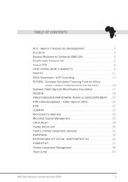 TABLE OF CONTENTS - Le Forum d'African Microfinance Transparency