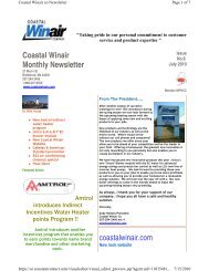 Coastal Winair Monthly Newsletter coastalwinair.com