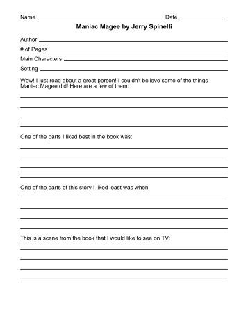 maniac magee book report maniac magee maniac magee book report maniac magee
