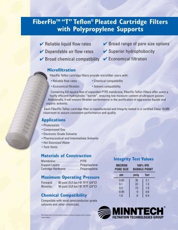 FiberFlo âTâ Teflon (PTFE) Pleated Cartridge Filters ... - Liquidyne