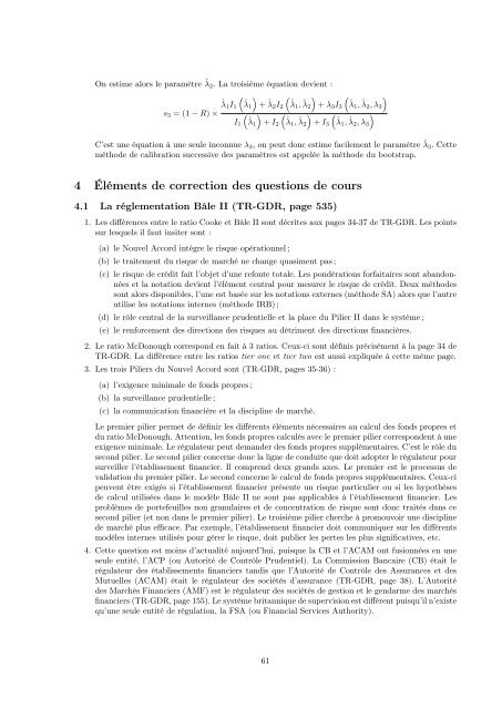 Correction des exercices du livre La Gestion des Risques Financiers