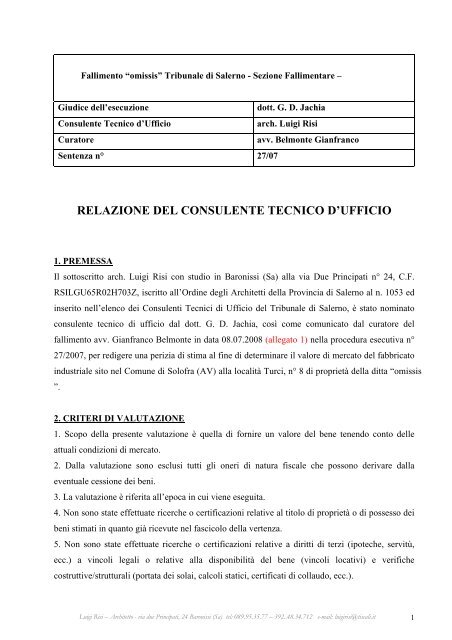 Relazione tecnica - Aste Giudiziarie Salerno