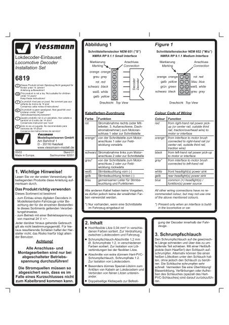 Bedienungsanleitung - Viessmann Modellspielwaren GmbH