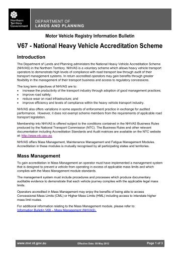 Motor Vehicle Registry Information Bulletin - Department of Transport