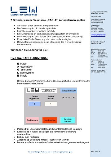 EAGLE - Lagersystem-Service-Weiß