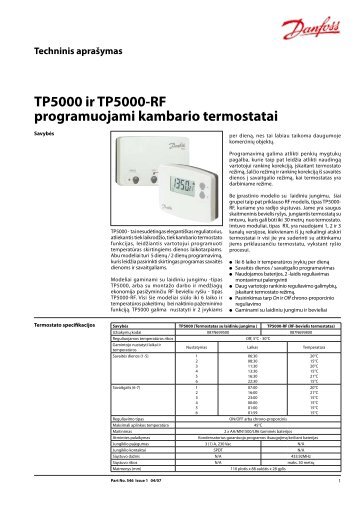 TP5000 ir TP5000-RF programuojami kambario termostatai