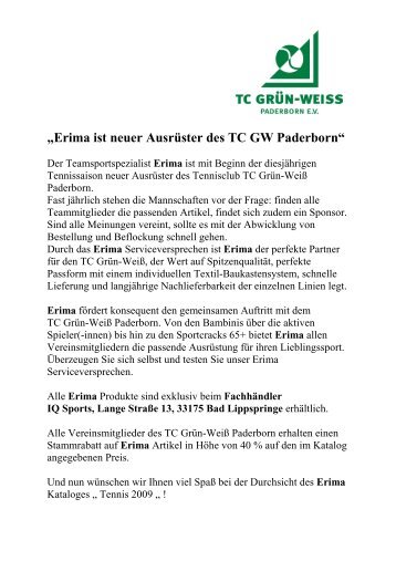 ERIMA - TC Grün-Weiß Paderborn e.V.