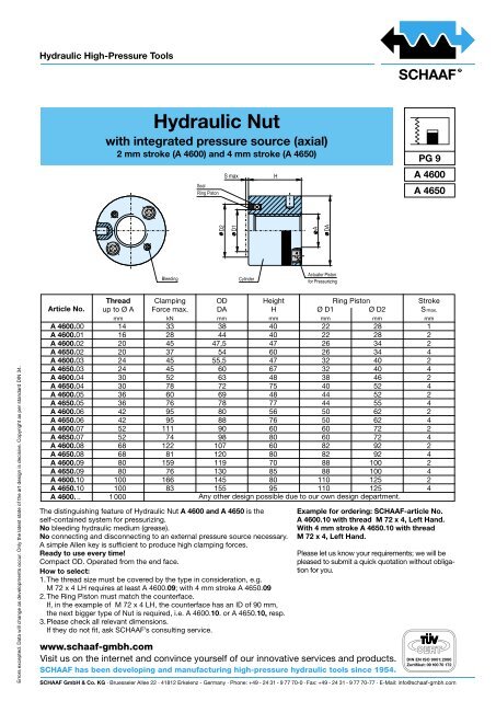 Hydraulic Nut - SCHAAF GmbH