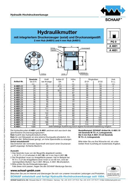 Hydraulikmutter - SCHAAF GmbH
