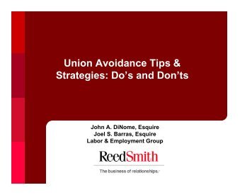 Union Avoidance Tips & Strategies: Do's and Don'ts - Reed Smith