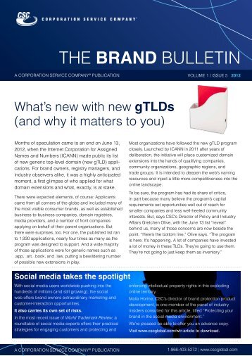 THE BRAND BULLETIN - Corporation Service Company