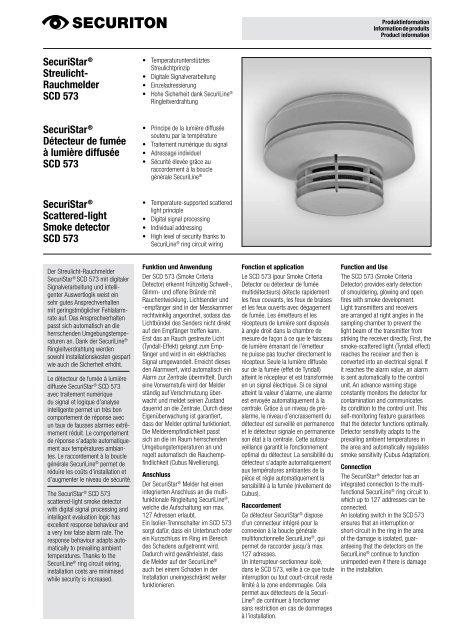 Produktinfo SecuriStar SCD 573 - Securiton GmbH