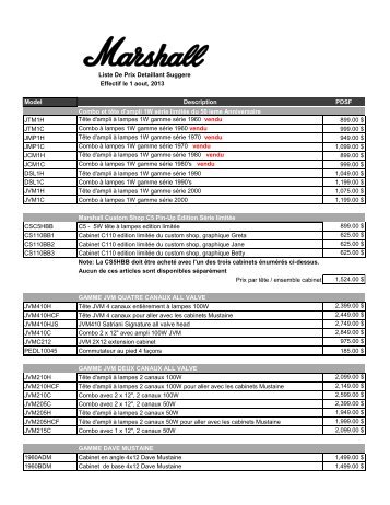 Liste De Prix Detaillant Suggere Effectif le 1 aout ... - Erikson Music