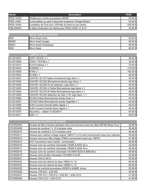 Liste De Prix Detaillant Suggere Effectif le 1 aout ... - Erikson Music