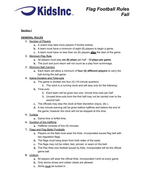Flag football rules deals