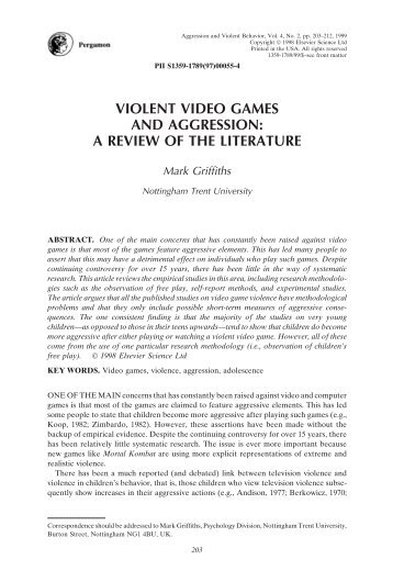 violent video games and aggression: a review of the literature