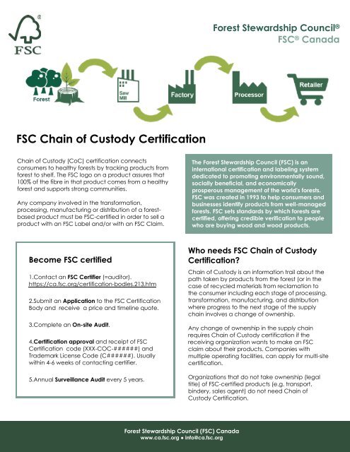 FSC Chain of Custody Certification - Forest Stewardship Council of ...