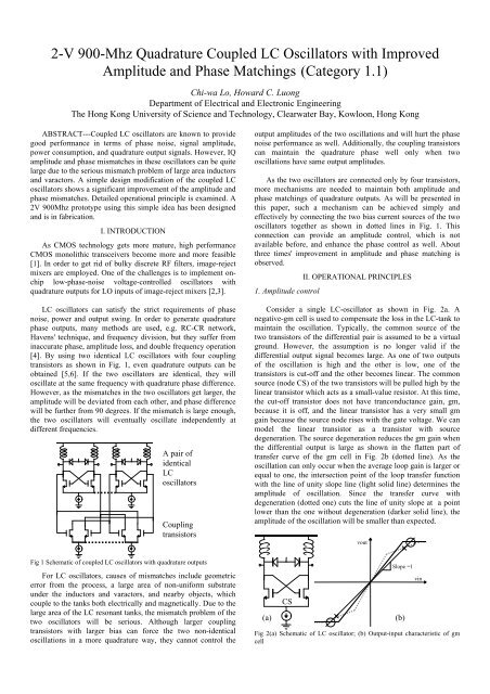 2-V 900-Mhz Quadrature Coupled LC Oscillators with ... - CiteSeerX