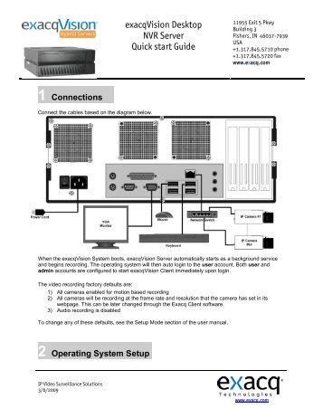 exacqVision Desktop NVR Server Quick start Guide