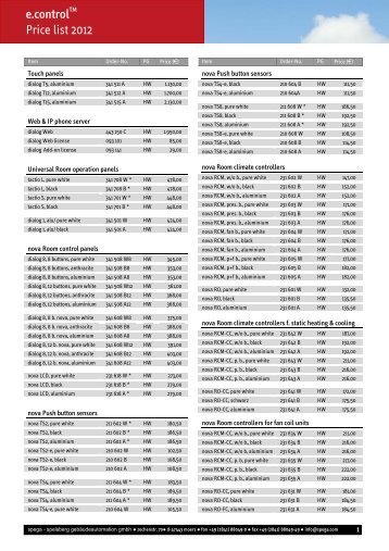 download e.control price list - spega.com