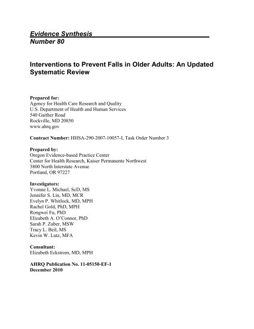 Interventions to Prevent Falls in Older Adults - US Preventive ...