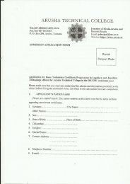 to download the form - Arusha Technical College