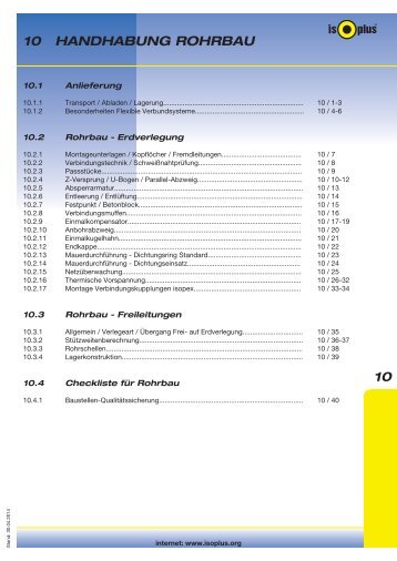 10 HANDHABUNG ROHRBAU 10 - isoplus FernwÃ¤rmetechnik